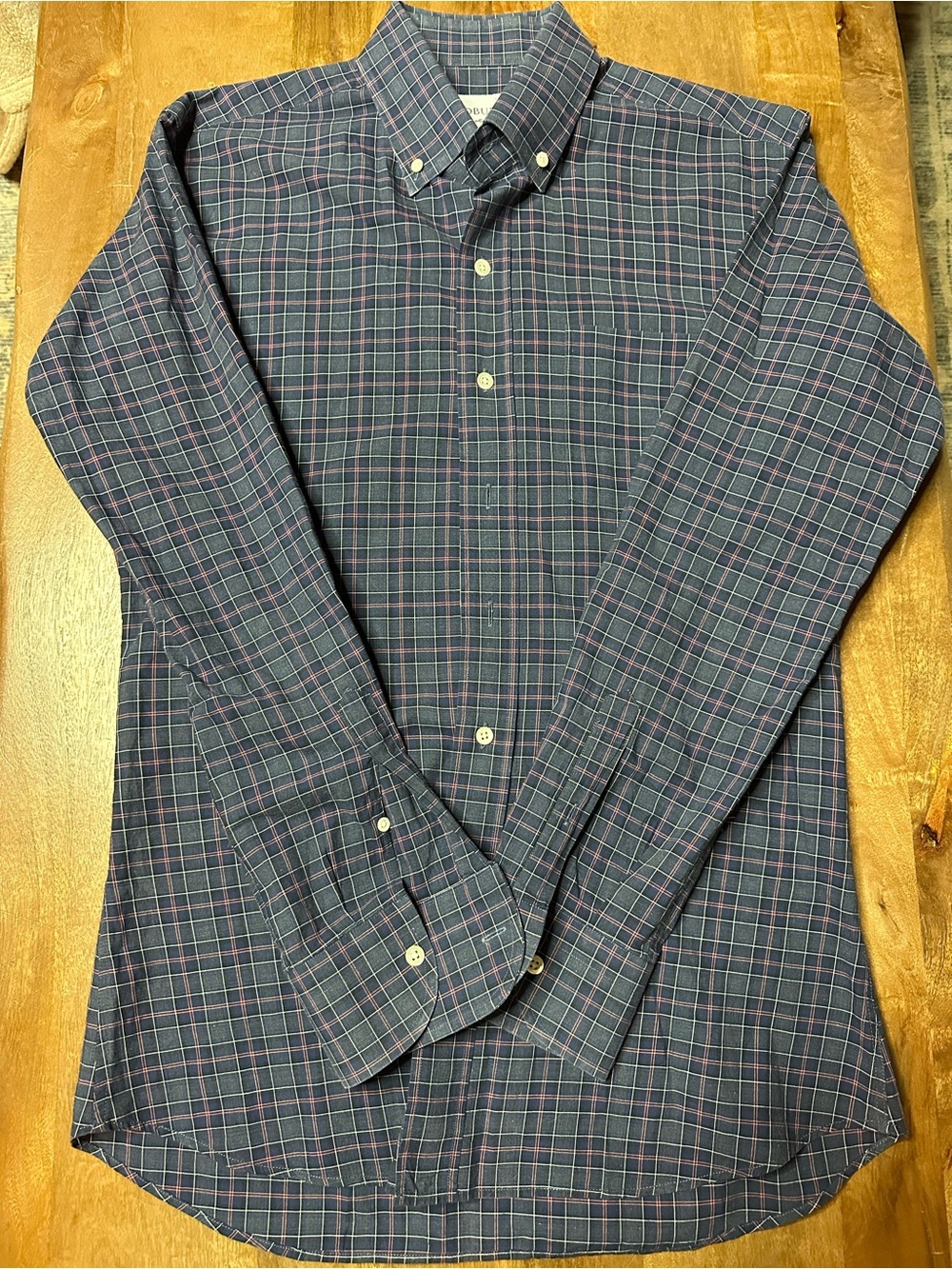 Ledbury Men's Plaid Button-Down Shirt in Navy and Red